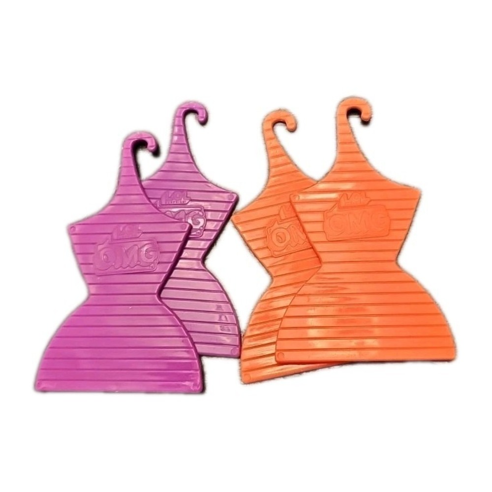 LOL Surprise OMG DOLL Accessory Closet Dress Clothes Hanger Pink Yellow Lot of 4